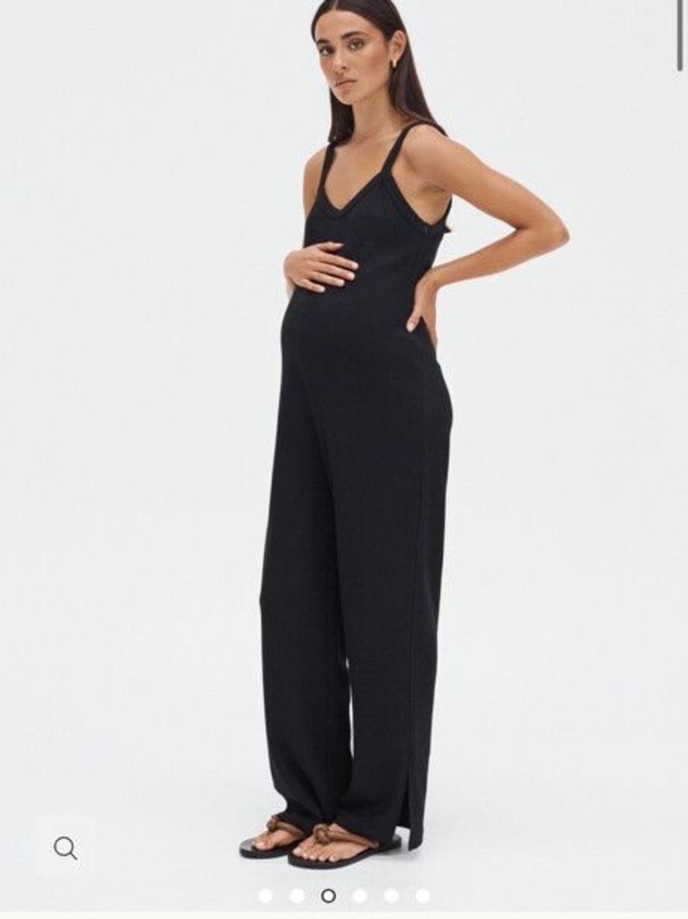 Legoe Heritage Maternity Black Wide-Leg V-Neck Jumpsuit